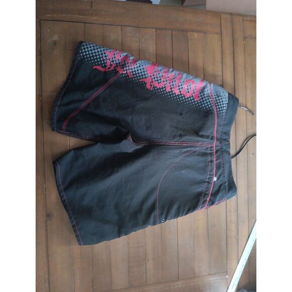 Jet Pilot Board Shorts 32 Black Red Swim Beach Coast Trunk Surf Outdoor Preppy‎ - Picture 8 of 9